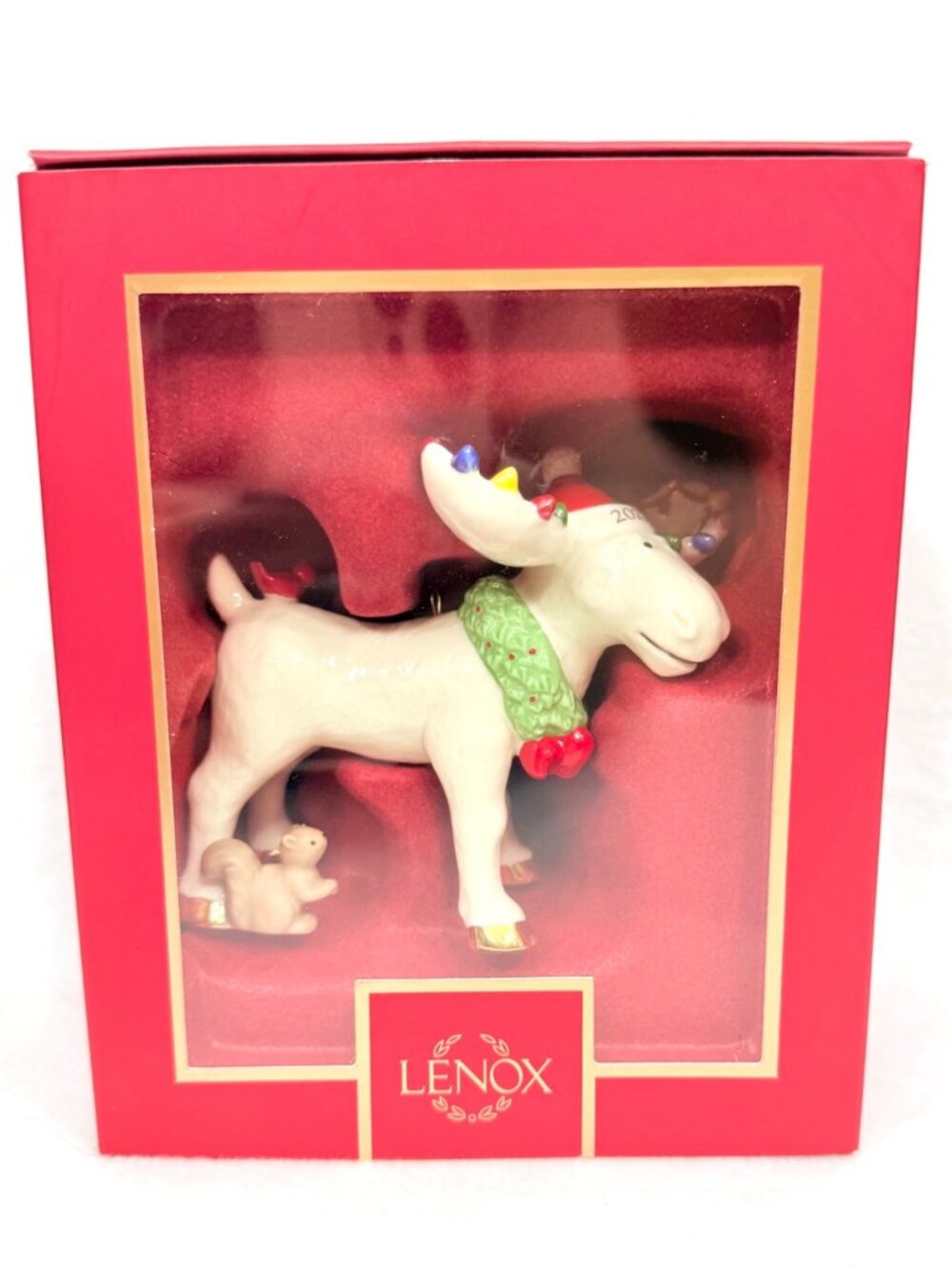 Lenox Annual  2022 Marcel the Moose With Lights and Squirrel with Box MSRP: $80